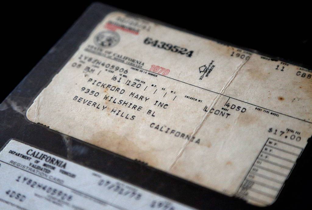 The Selias have the registration for the 1961 Lincoln Continental that was first owned by Mary Pickford.