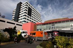 Ian Terry / The Herald                                Food trucks (from left) Yummy Box, The Vet Chef and Cathouse Pizza were among the two dozen food vendors at last year&rsquo;s Everett Food Truck Festival. The foodie festival will be back this Saturday.