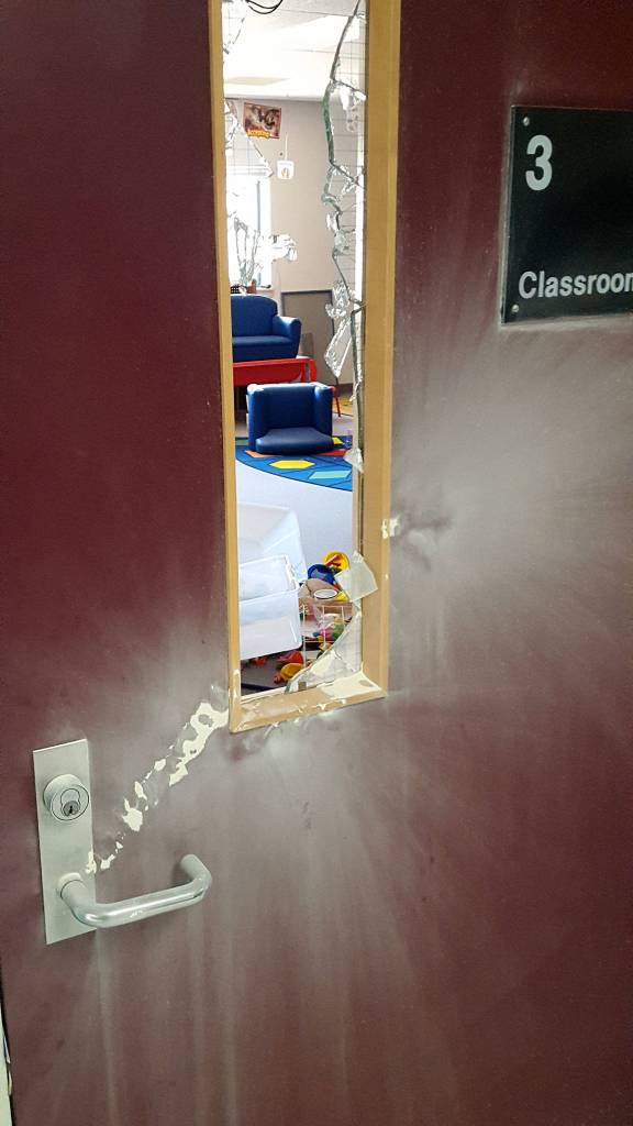 There was flooding, graffiti and discharged fire extinguishers. (Courtesy of Darrington School District)