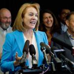 Jenny Durkan, a former U.S. Attorney, announces her candidacy for Seattle mayor in on May 12. The top two candidates from a crowded field will emerge from the primary election on Tuesday. (AP Photo/Ted S. Warren, File)