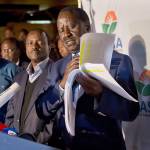 Opposition leader and presidential candidate Raila Odinga addresses a news conference in Nairobi, Kenya, on Wednesday. (AP Photo/Jerome Delay)