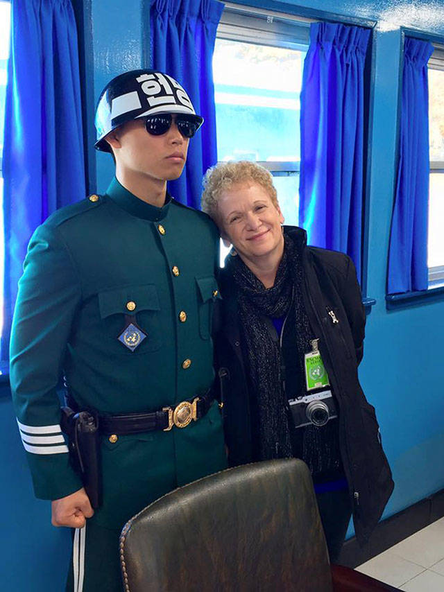 Inside the UN-controlled blue building at the Joint Security Area in the Demilitarized Zone.
