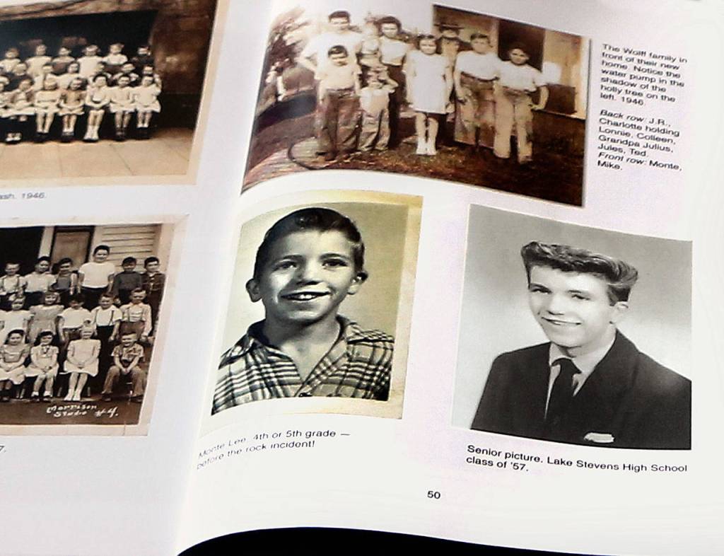 A senior picture, lower right, of Monte Wolff (1957 Lake Stevens High School) shows he definitely had the hair thing going on for that period. (Dan Bates / The Herald)