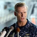 U.S. Navy Vice Adm. Joseph Aucoin, Commander of the U.S. 7th Fleet, speaks on June 18 at the U.S. Navy base in Yokosuka, southwest of Tokyo. (AP Photo/Eugene Hoshiko)