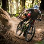 Skye Schillhammer flies through a corner on Darrington&rsquo;s new North Mountain trail network. With trails suitable for all ages and skill levels, and new higher elevation advanced trails planned, Darrington is on the cusp of becoming a mountain-bike riding destination. (Ian Terry / The Herald)