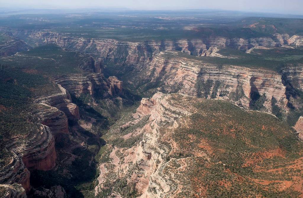 This May 8 photo shows an aerial view of Arch Canyon within Bears Ears National Monument in Utah. (Francisco Kjolseth/The Salt Lake Tribune via AP, File)