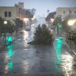 A tree blocks a street as Hurricane Harvey makes landfall in Corpus Christi, Texas, on Friday. (Nick Wagner /Austin American-Statesman via AP)