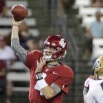 Washington State quarterback Luke Falk (4) passes the ball during the first half of a game against Montana State on Sept. 2, 2017, in Pullman, Wash. (AP Photo/Young Kwak)