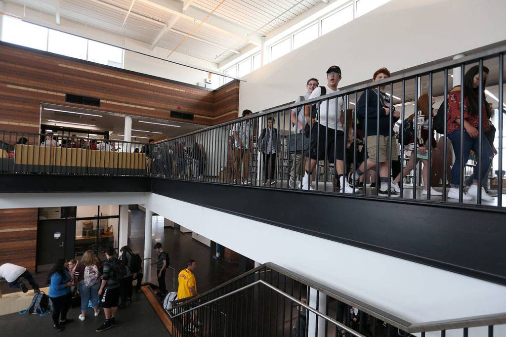 Students get a tour and attend classes. (Andy Bronson / The Herald)