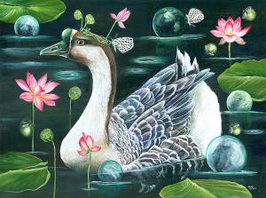 &ldquo;Floating&rdquo; by Janie Olsen is among the paintings displayed through Nov. 3 at The Sisters in Everett. The show is titled I Am Free.