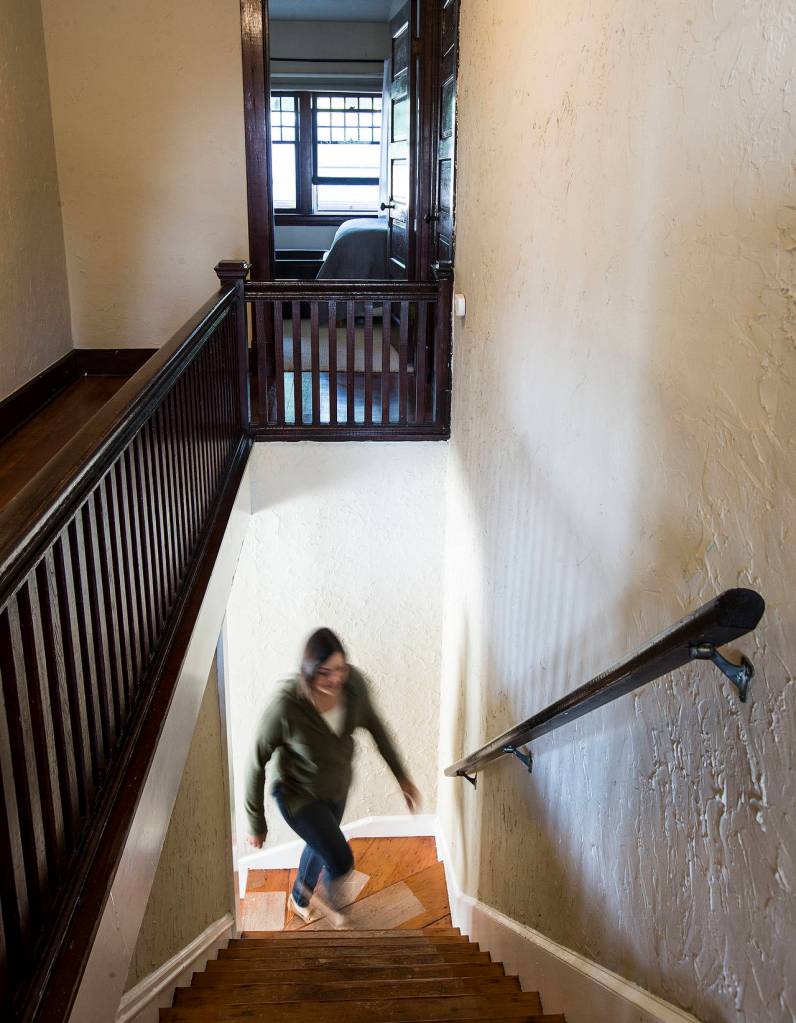 From the dining room, a wooden staircase leads to the second floor. (Ian Terry / The Herald)
