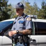 Washington State Trooper Yaroslav Holodkov recounts pulling a man to safety who tried to jump off the Snohomish River bridge north of Everett the evening of Aug. 11. (Ian Terry / The Herald)