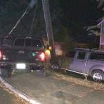 This truck eventually crashed into a power pole after the driver tried to elude police Tuesday. (Courtesy photo)