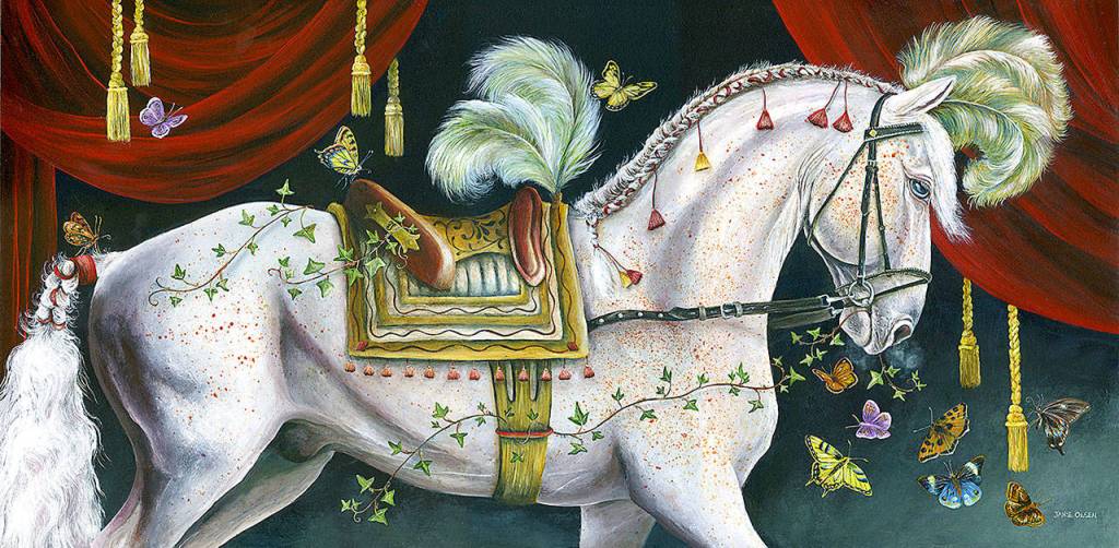 Angora Girl is among the paintings by Janie Olsen displayed currently at The Sisters restaurant in Everett.