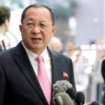 North Koreas Foreign Minister Ri Yong Ho speaks outside the U.N. Plaza Hotel in New York on Monday. (AP Photo/Richard Drew)