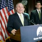In this June 13 photo, House Majority Whip Steve Scalise, R-La., joined by Speaker of the House Paul Ryan, R-Wis., and Rep. Cathy McMorris Rodgers, R-Wash., comments on health care for veterans during a news conference at Republican National Committee Headquarters on Capitol Hill in Washington. (AP Photo/J. Scott Applewhite, File)