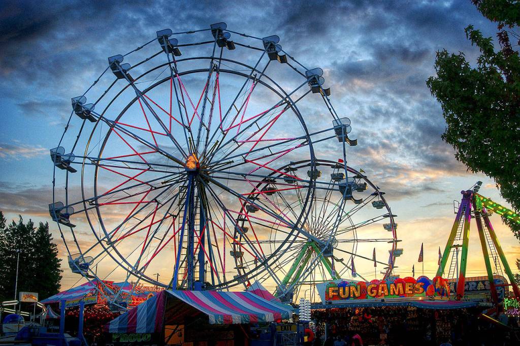 Fun Games. Sunset at Evergreen State Fair.