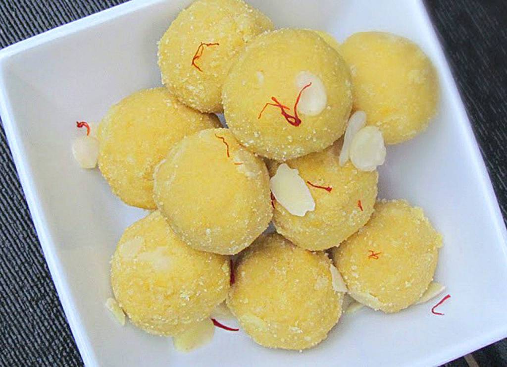 Besan laddoo are another kind of ball-shaped sweets from India. These are made from chickpea flour, sugar, ghee and nuts. (Reshma Seetharam/For The Herald)