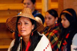 Deborah Parker, former vice chairwoman of the Tulalip Tribes Board of Directors, speaks during a healing event at the Hibulb Cultural Center in 2013. Parker is among recipients of the 2017 KSER Voice of the Community Awards. (Genna Martin / Former Herald Staff Photographer)