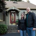 Jeff and Fran True stand in the driveway of their Beverly Boulevard home in Everett. The couple won a Monte Cristo award for Pride of the Neighborhood for the Pinehurst neighborhood. (Ian Terry / The Herald)