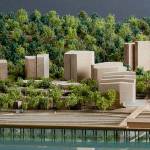 An architectural model of the planned development of 3,080 waterfront condos at Point Wells near Woodway. (Blue Square Real Estate)