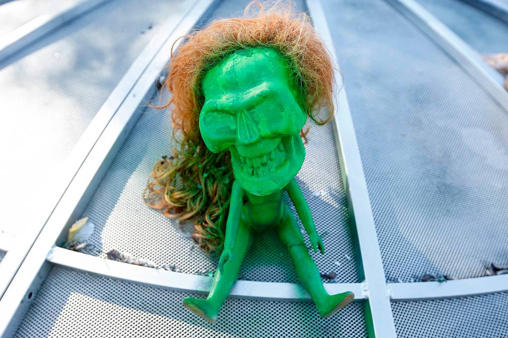 Colin Nolan says his roadside display has never been messed with by vandals or thieves. (Ian Terry / The Herald)