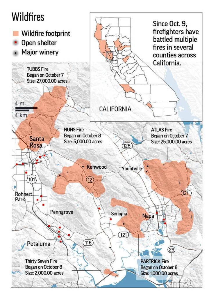 Map offers details of California wildfires (Associated Press)
