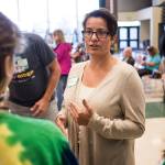 Cassie Franklin before the Everett mayoral candidates debate Sept. 11. (Andy Bronson / The Herald)