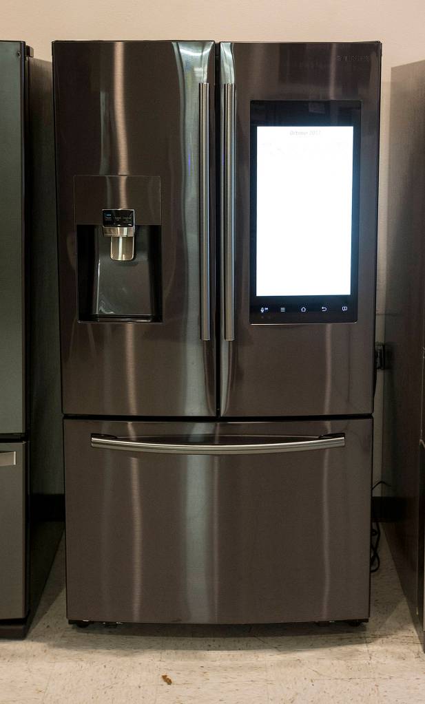 Samsungs Family Hub model with a 21.5-inch LCD touchscreen will be one of the many products on display and on sale at the Everett Fall Home Show on Oct. 27, 28 and 29 at Xfinity Arena in Everett. (Ian Terry / The Herald)