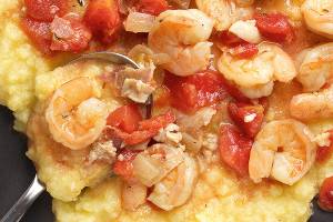 Shrimp and grits, rendered healthful and Italian? We’re in.