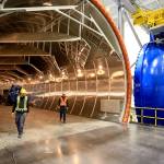 The autoclave at the new 777x Composite Wing Center at Paine Field in Everett in May. (Kevin Clark / The Herald)