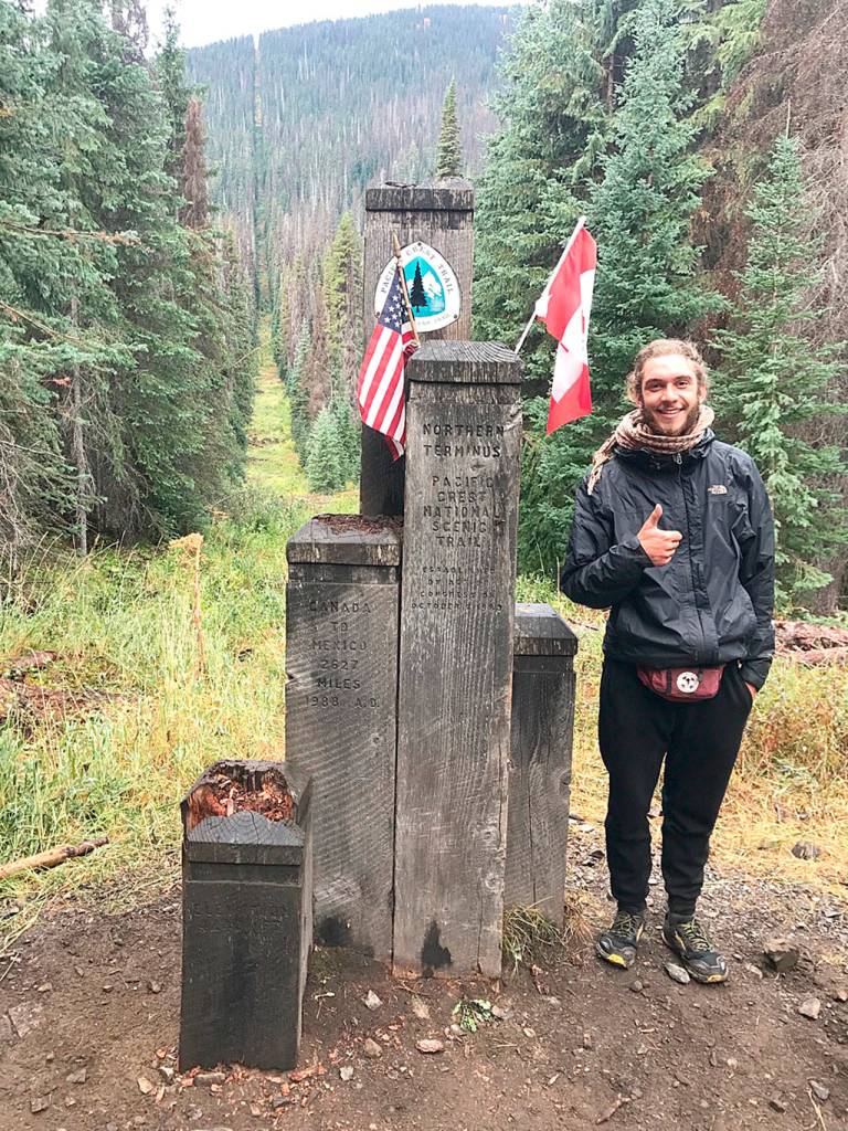 Cameron Hill finished his Pacific Crest Trail journey in September in British Columbia. (Photo courtesy of Cameron Hill)