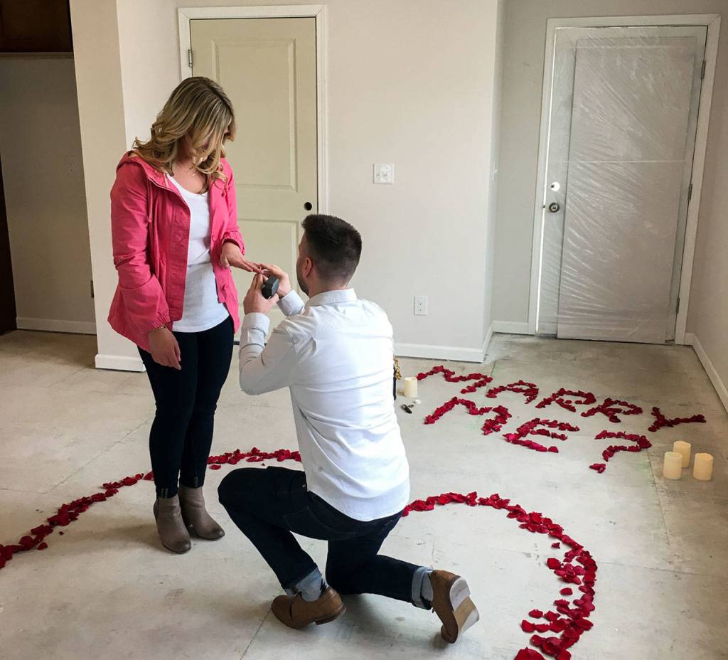 Brandon Corsi proposed to Whitney Johnson at their new home in April while it was still under construction in the Overlook at Riverfront development in Everett.