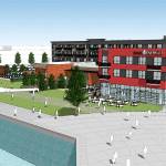 Computer-generated drawing of Everett Waterfront Place - Hotel Indigo (Port of Everett)