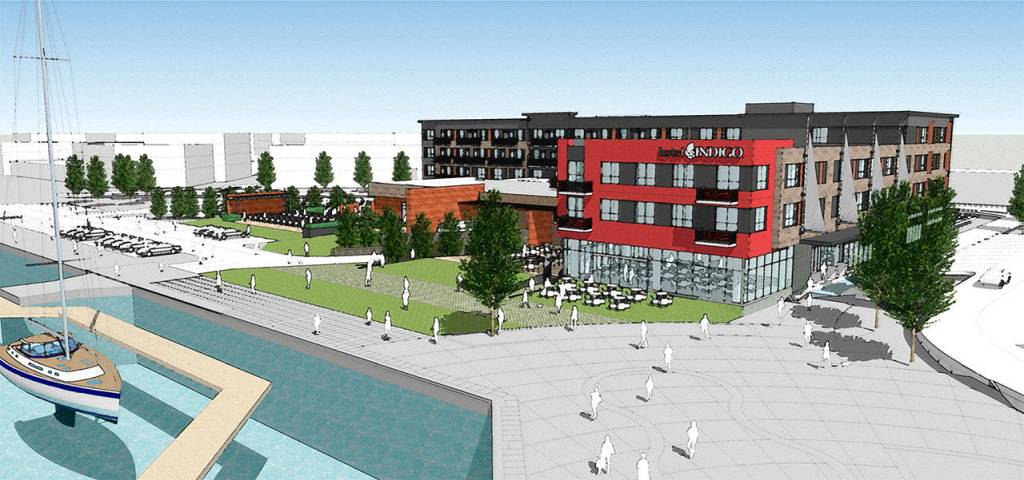 Computer-generated drawing of Everett Waterfront Place - Hotel Indigo (Port of Everett)