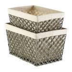Lattice storage bins ($9.99-$24.99, containerstore.com) are an easy and stylish way to stow T-shirts and accessories on top of shelves or bookcases. (The Container Store)