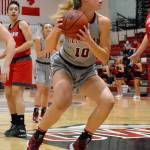 Taylor Baird, a senior forward who graduated from Glacier Peak High School and transferred from Southern Utah, eyes the hoop for Central Washington University. (Photo courtesy of Central Washington)