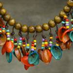 This necklace is made with pistachio nut shells. (Andy Bronson / The Herald)