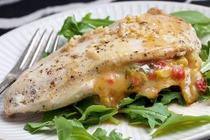 These chicken breasts are delightfully stuffed, but they won’t leave you feeling that way