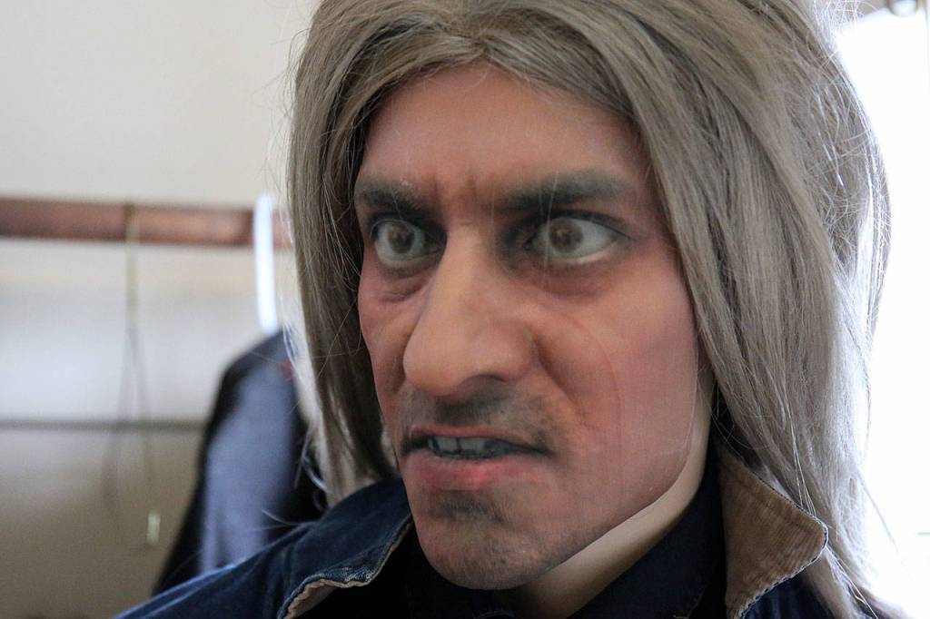 A mask of Bob, the demonic entity in the Twin Peaks series, lies in wait for unsuspected visitors at the Reber house. (Kevin Clark / The Herald)