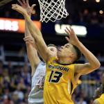 University of Missouri forward Michael Porter Jr. battles for a rebound in an exhibition game against Kansas on Oct. 22 in in Kansas City, Missouri. (Orlin Wagner / Associated Press)