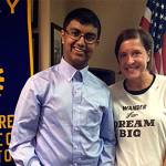 South Everett-Mukilteo Rotary Club president Julie Frauenholtz (right) congratulates Abheek Chakrabarti as a Student of the Month from Kamiak High School. (Contributed photo)