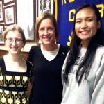South Everett-Mukilteo Rotary Club president Julie Frauenholtz (middle) congratulates Students of the Month from Mariner High School Mary Douglas (left) and Natalie Simbolon. (Contributed photo)