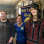 South Everett-Mukilteo Rotary Club president Julie Frauenholtz congratulates Students of the Month from ACES High School, Nik Hammond (left) and Jorden Johnson. (Contributed photo)