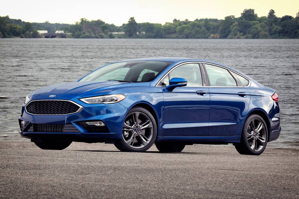 All-wheel drive is standard on the 2107 Ford Fusion Sport. The car is front-drive under normal conditions and kicks into all-wheel drive when needed. (Manufacturer photo)