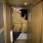 A falling tree struck the back of an RV parked next to a residence in Arlington on Monday, hitting an occupant. The man was able to get himself out of the RV and was transported to Cascade Valley Hospital by Arlington Fire with non-life threatening injuries. (Arlington Fire)