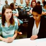 Marissa Elizabeth Wallen (left) at an Everett District Court bail hearing last week. (Caleb Hutton / The Herald)