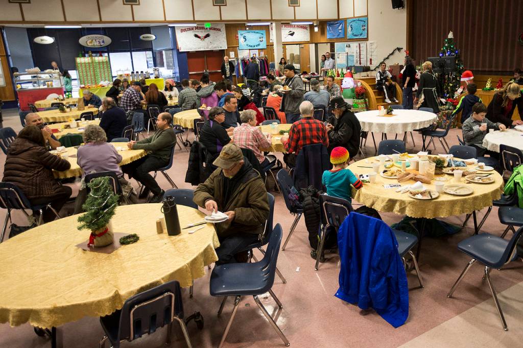 The annual Sultan Thanksgiving community dinner is seen at Sultan High School on Thursday. (Ian Terry / The Herald)