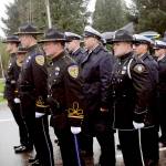 Everett police officers join the thousands honoring slain Canadian officer Const. John Davidson in Abbotsford. (John Morrow / The Abbotsford News)