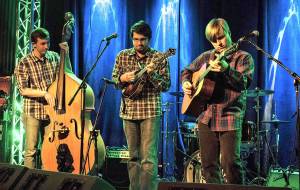 From left, bassist Conner Hutteball, mandolinist Nick Dumas and guitarist Chris Luquette are set to perform Dec. 2 at the Tim Noah Thumbnail Theater in Snohomish.